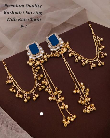 Premium quality kashmiri earring with kan chain P 7 Costume jewellery Pune